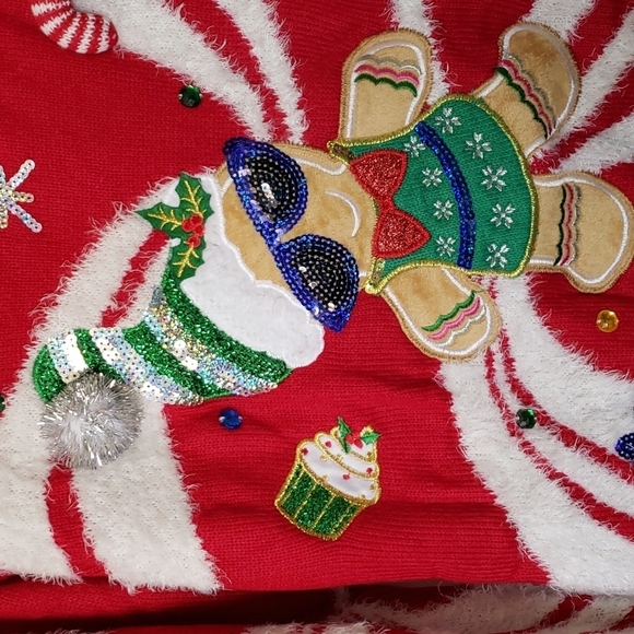 33 Degrees Gingerbread with Peppermint Candy Knit Ugly Christmas Sweater Size XS - Picture 9 of 15